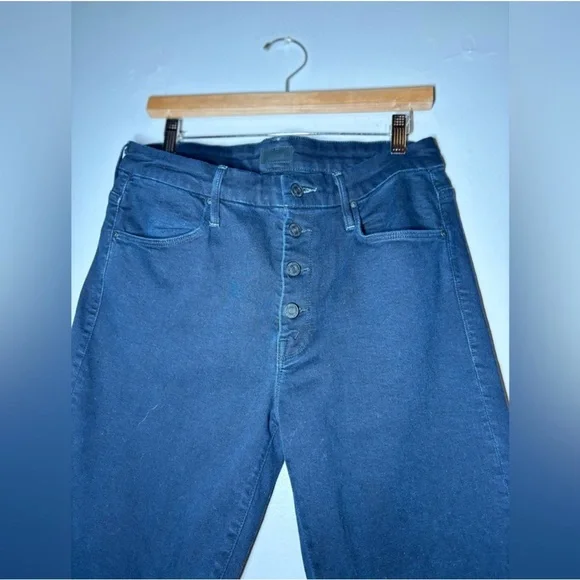 MOTHER denim The Pixie Ankle Fray Hem Jeans Holding Hands/Dark Blue Size 31
